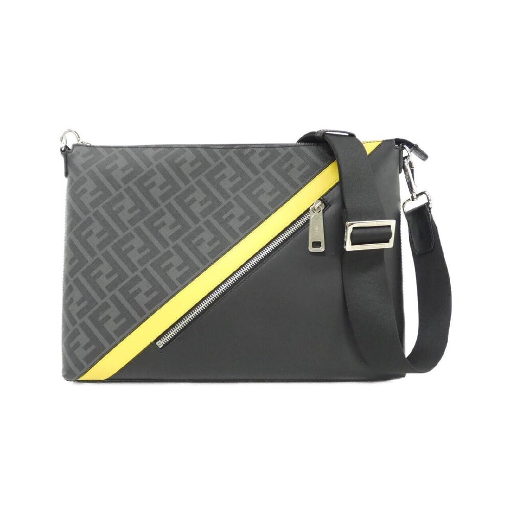Fendi messenger bag coated canvas diagonal yellow stripe